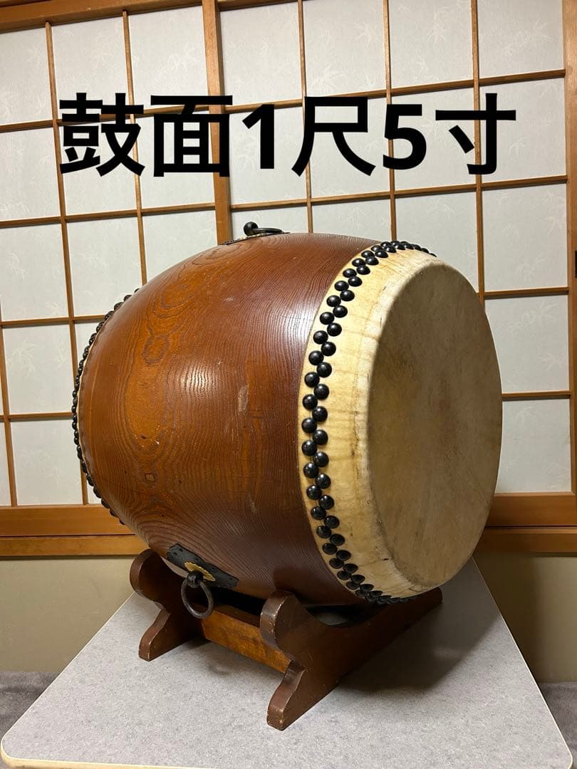 【✨値下げ中】長胴太鼓1尺5寸　天然木くり抜き