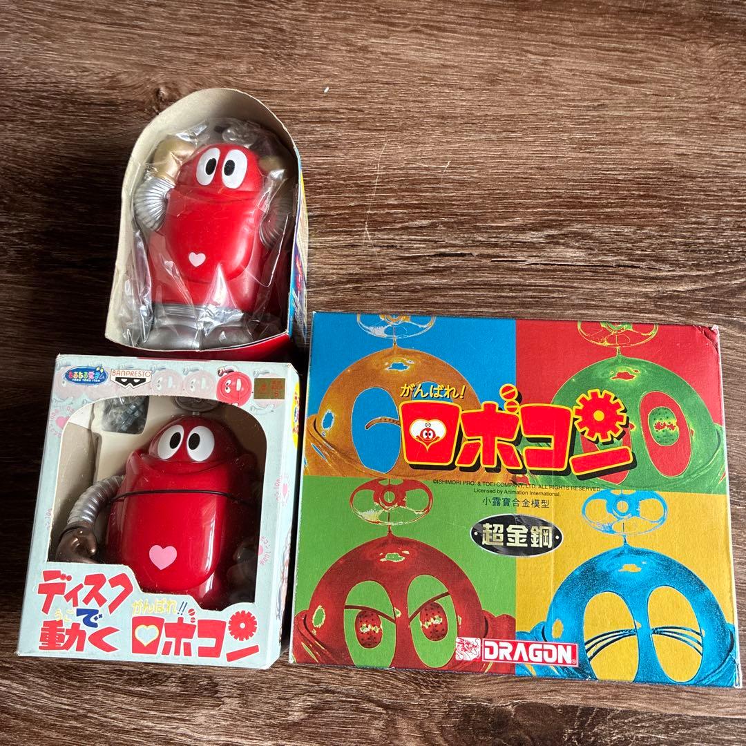 【新品未使用品】がんばれ！ロボコン超金鋼・ソフビ貯金箱・ディスクで動く３点