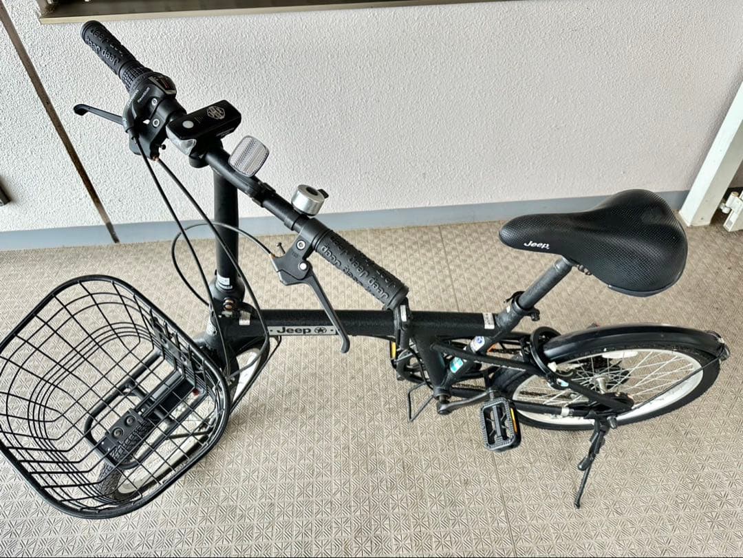 Jeep 折りたたみ自転車 ブラック 前カゴ付き