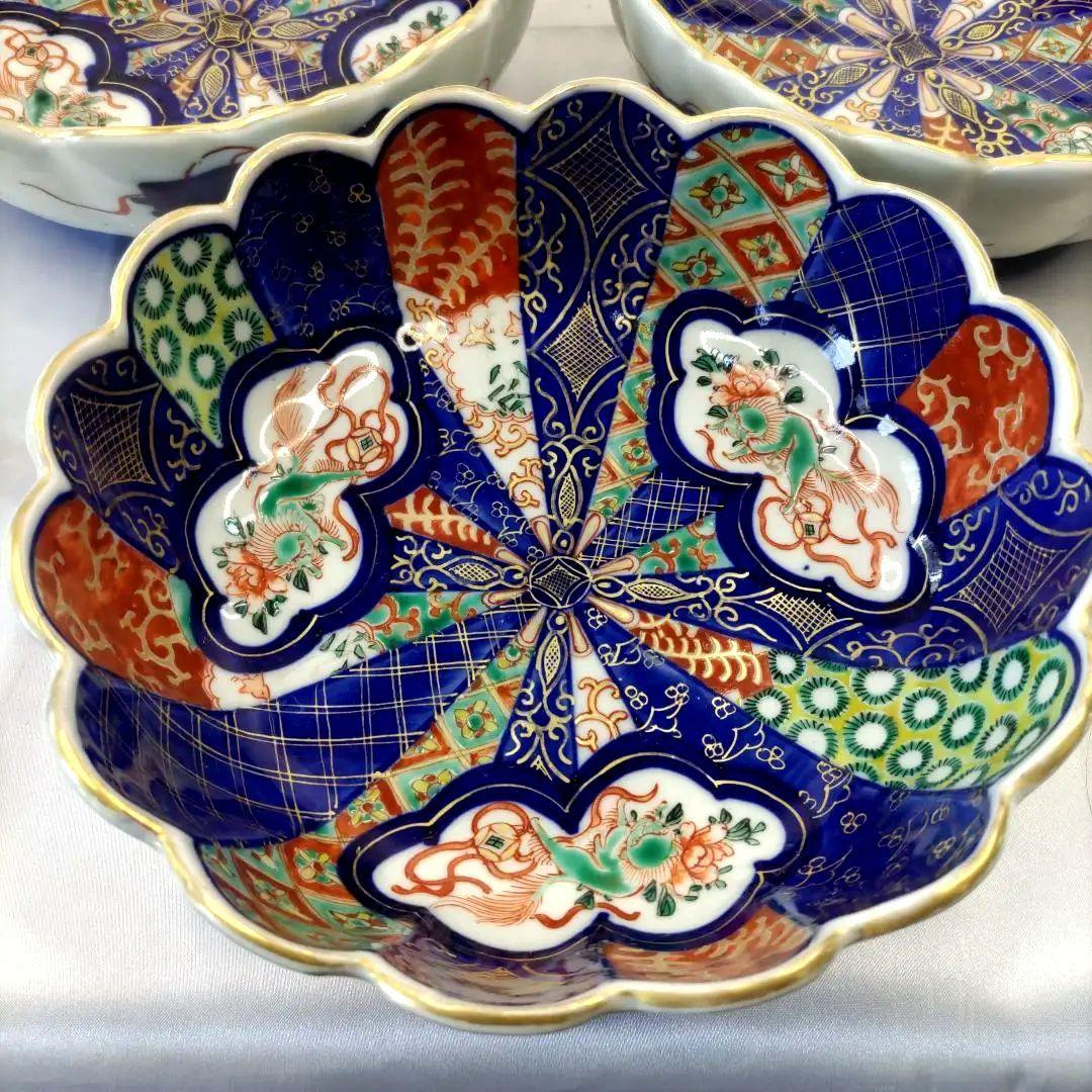 有田焼　伊万里焼　古伊万里　金彩　色絵　6寸皿　なます皿　小皿　小鉢　3客セット