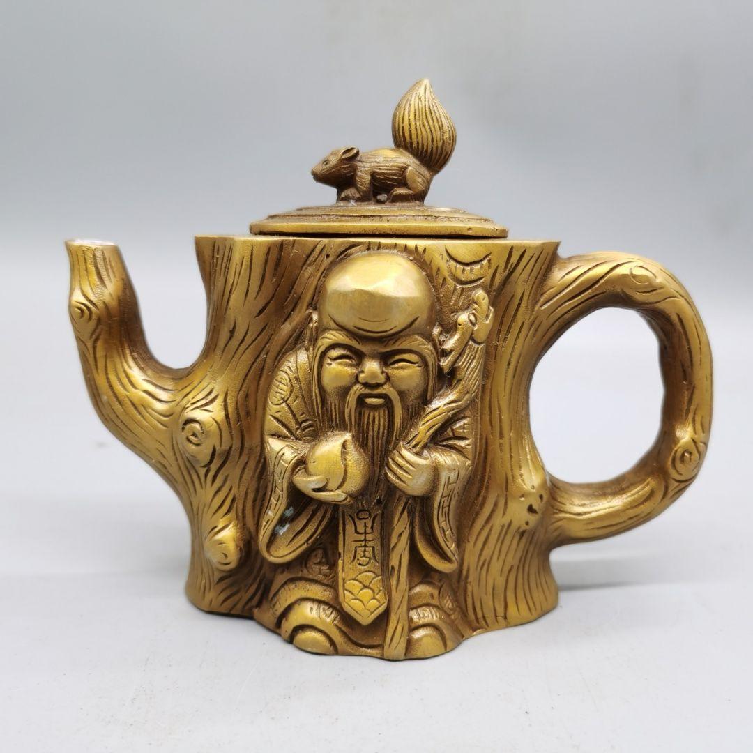 銅器 寿星茶壺 茶道具 煎茶器 工芸品