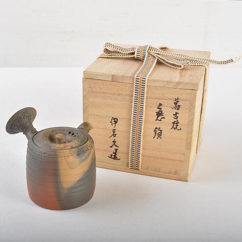 煎茶道具　萬古焼　森伊呂久造　横手急須　箱付　M　R7180