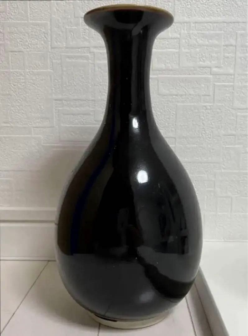 中国 定窑 黑釉瓶 骨董品 陶芸 古美術。