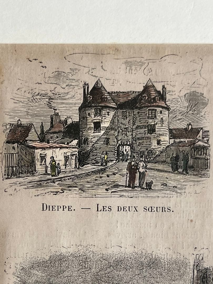 ◆フランスアンティーク｜版画田舎の暮らし風景ノルマンディー絵画額フレーム壁掛け