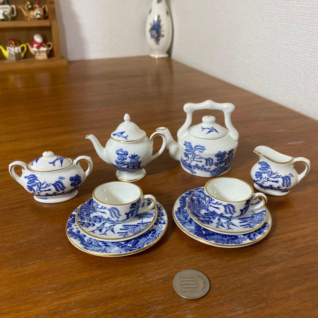 コールポート ブルー　ウィロー ミニチュア　コーヒーセット
