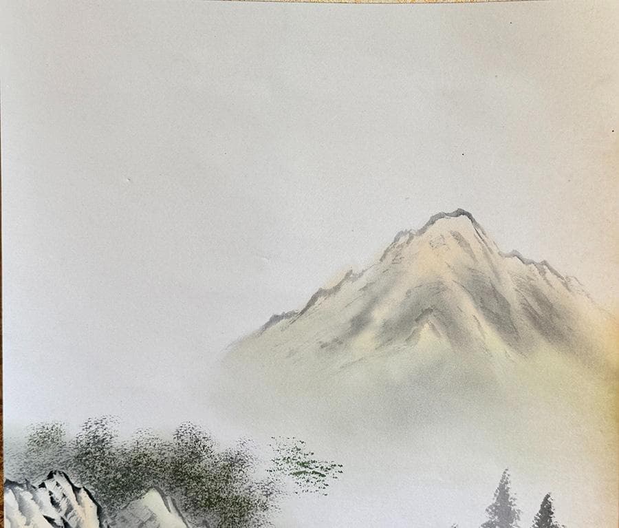 寿山 筆 招福山水画 掛軸 共箱 『 藻をかる 儲かる 』縁起物  金 財運