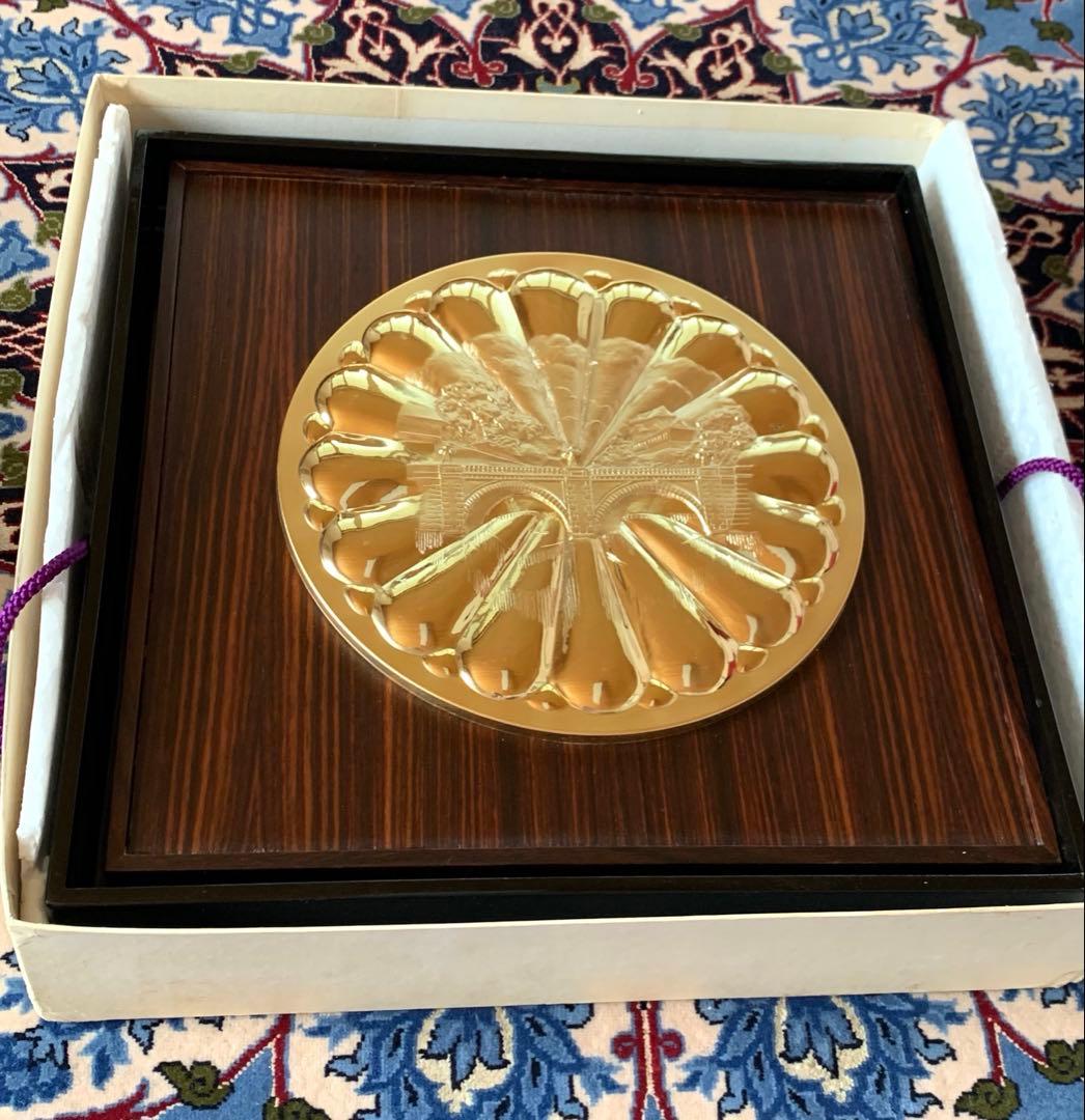 レア品/昭和天皇皇室金婚式記念碑/純銀/純金張り漆箱入/証明書付
