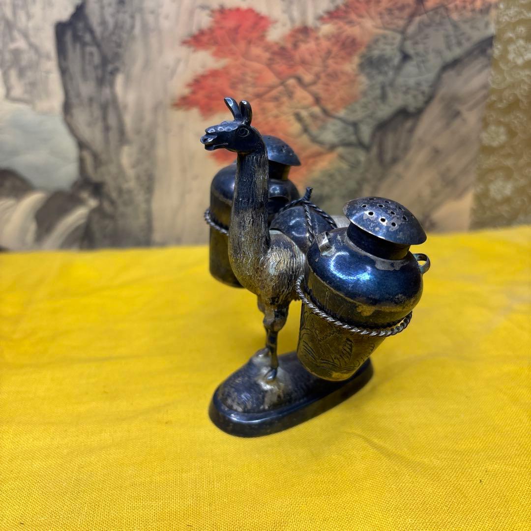 ラクダ　置物　銀　時代物