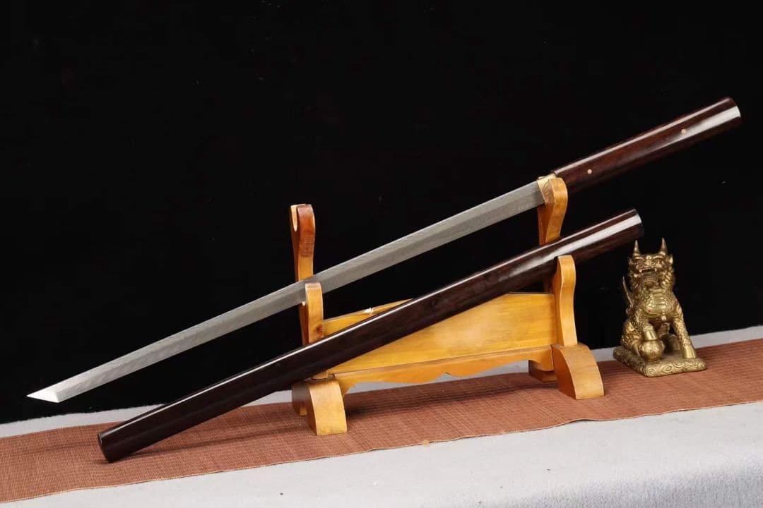 【黒檀居合直刀】武具　刀装具　日本刀　模造刀 鳳羽紋唐刀 横刀  直刀