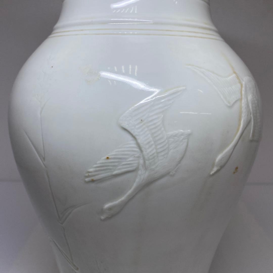 専用中国古玩　白磁花鳥図花瓶　高さ38㎝　東Y7-0210⑤タルサ