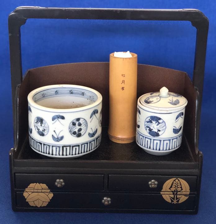 煙草盆 漆塗り 古伊万里灰いれ