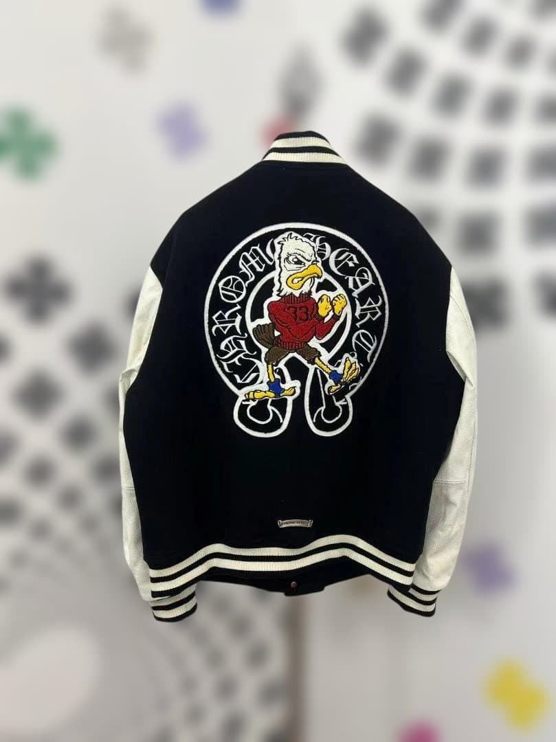 刺繍ロゴ付きスタジャン ブラック/ホワイト