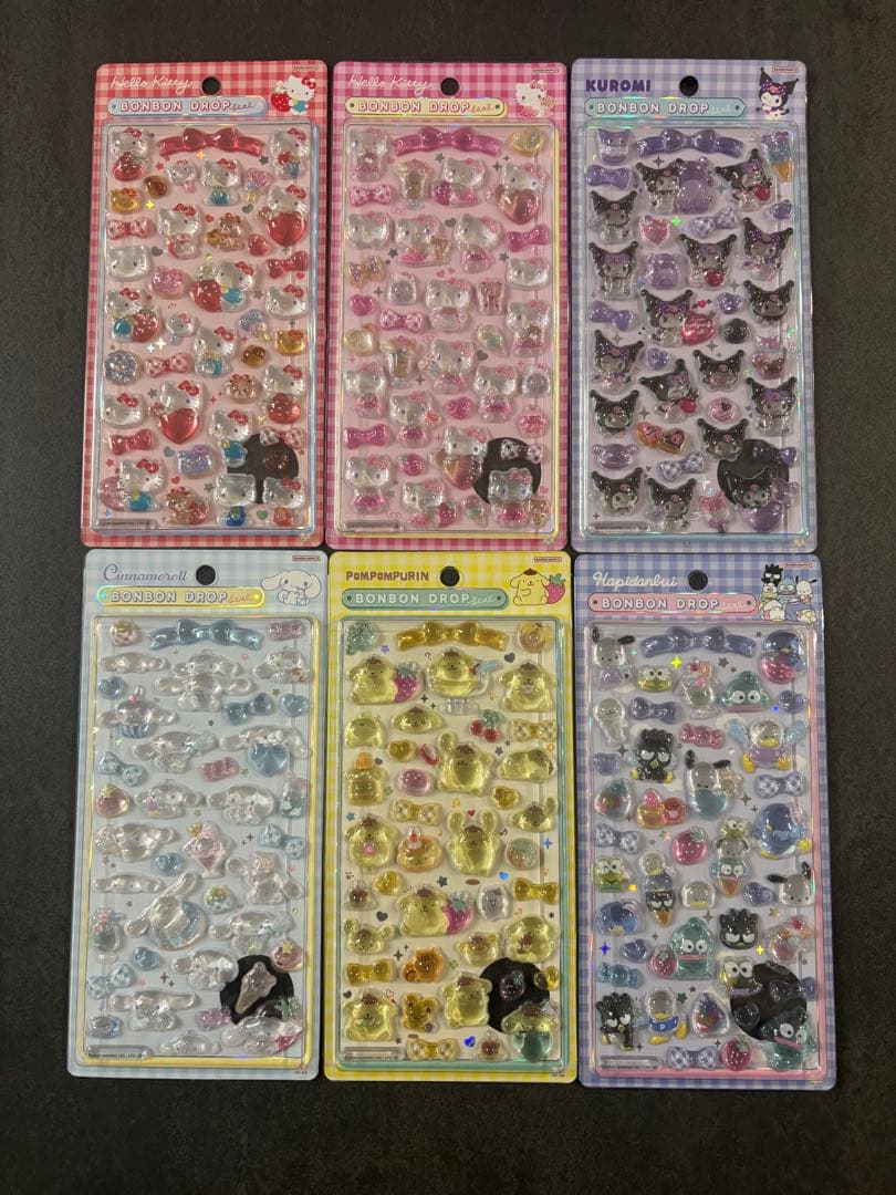 ボンボンドロップシール　サンリオ　第2弾　6種　キティクロミシナモンポムはぴだん