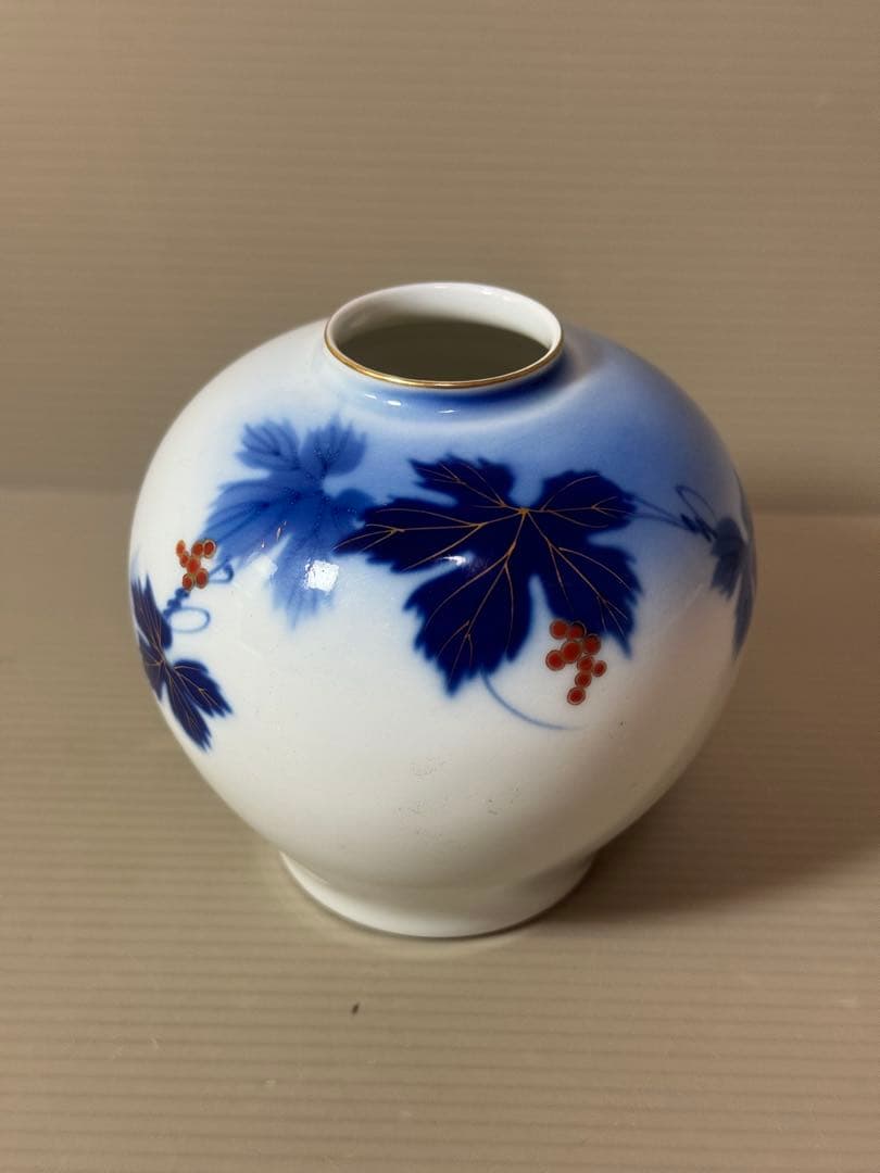 2899 深川製磁　葡萄瑠璃　小花瓶　未使用