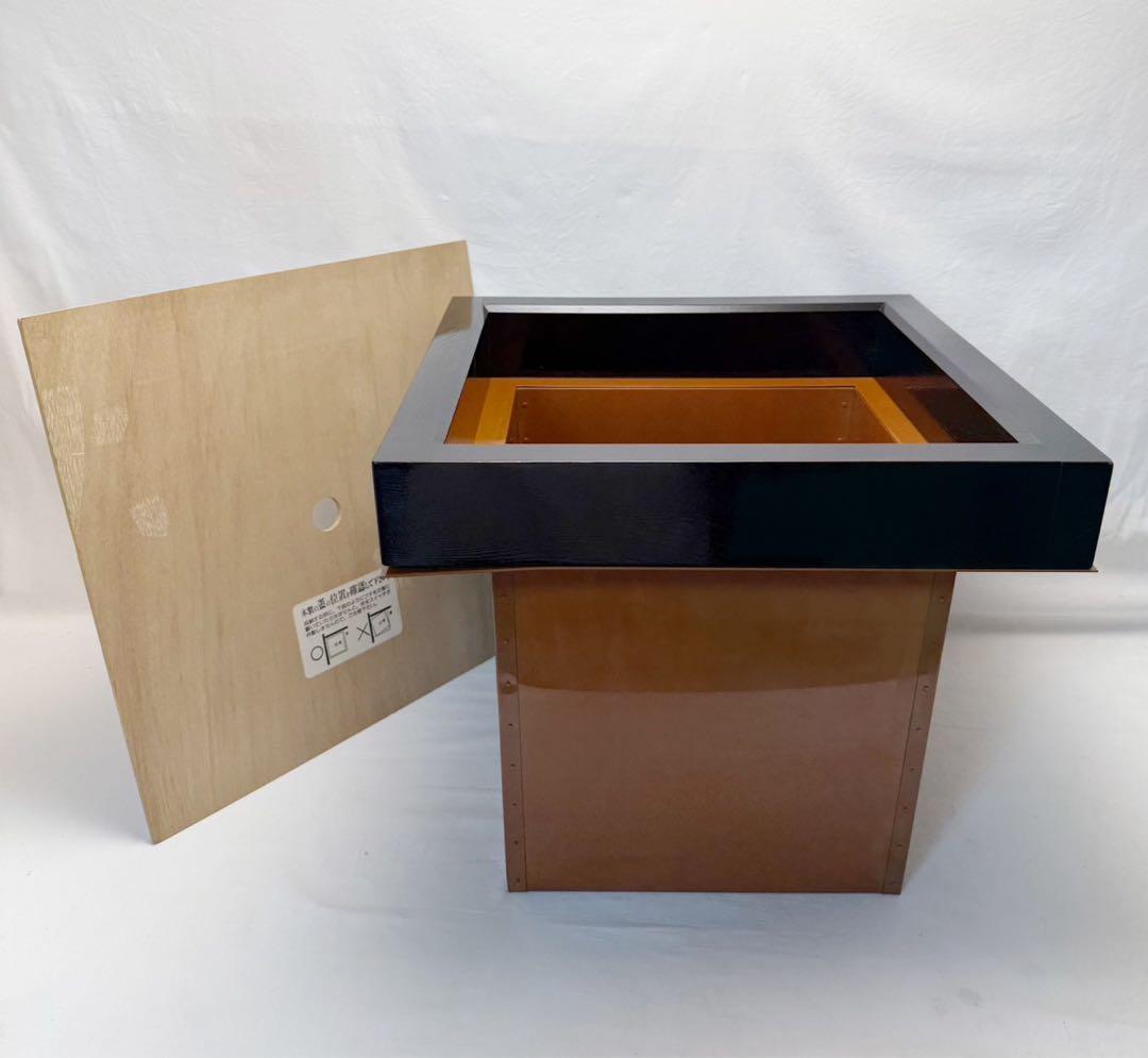 未使用 茶道具 炉壇 利休炉壇 銅版 上 炉蓋付 黒塗炉縁 3点セット 紙箱