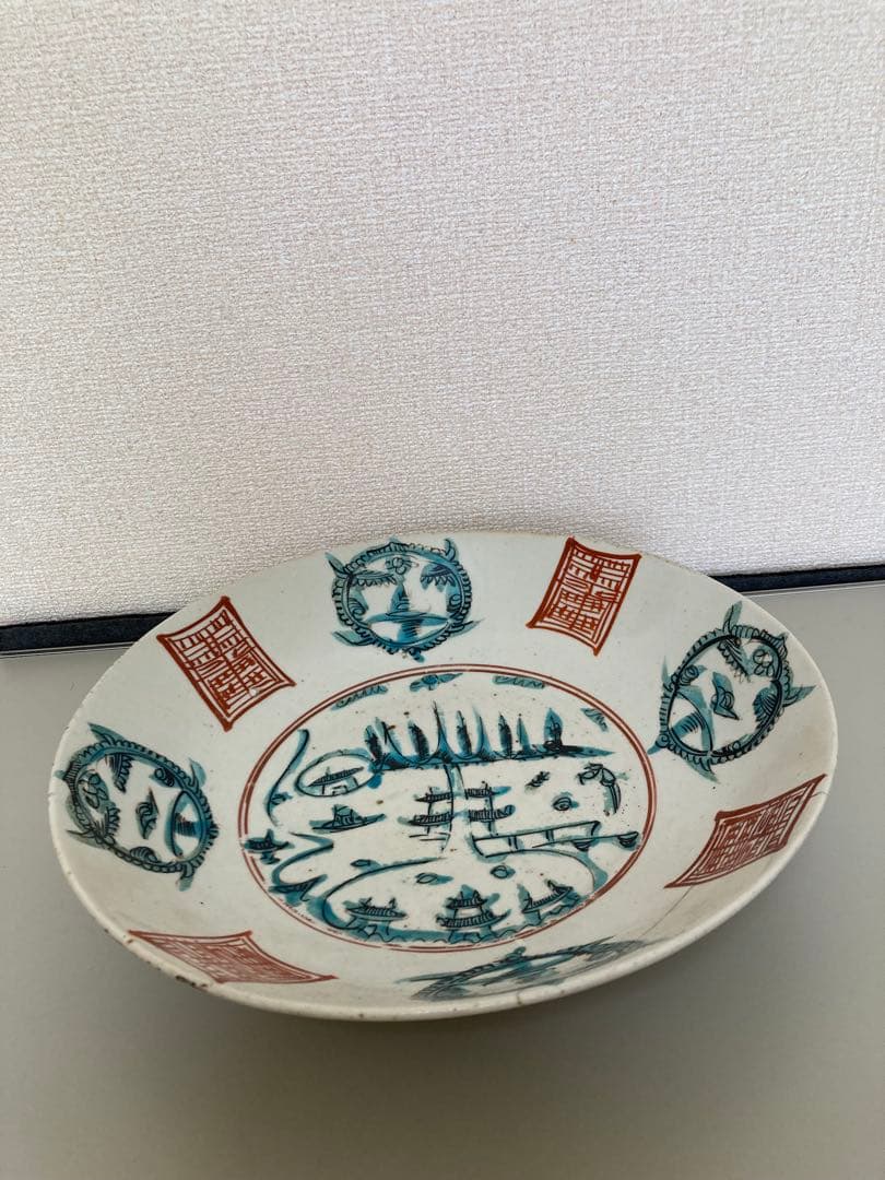 明時代 呉須赤絵大皿