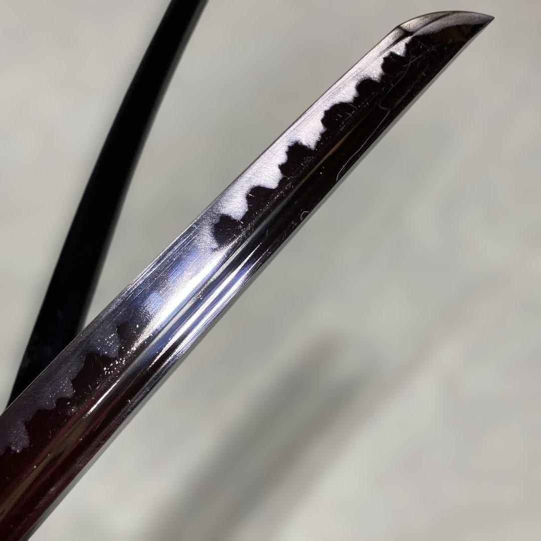模造刀(居合刀)下緒無し 茶柄 鶴と波絵角丸鍔