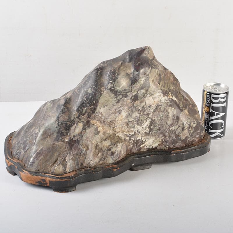 天然石　鑑賞石　置物　重さ約11.4kg　唐木台付　V　R6550B