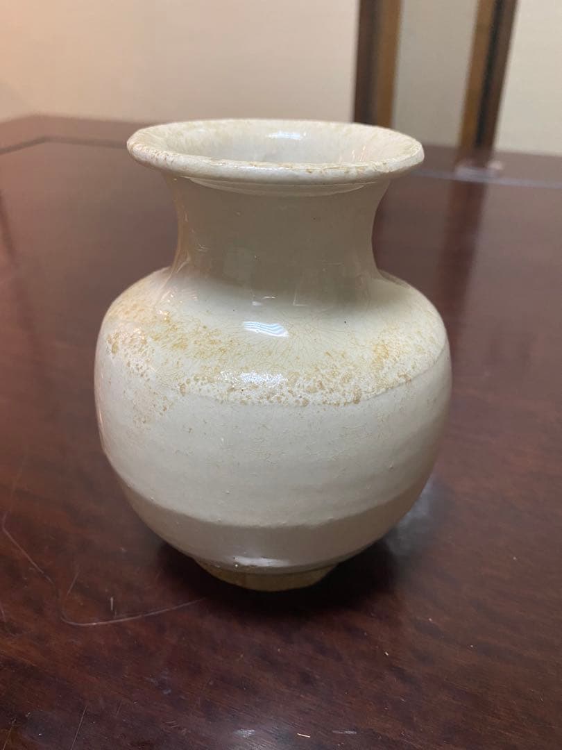 中国古美術　宋時代　古陶磁器　磁州窯　白釉　壺