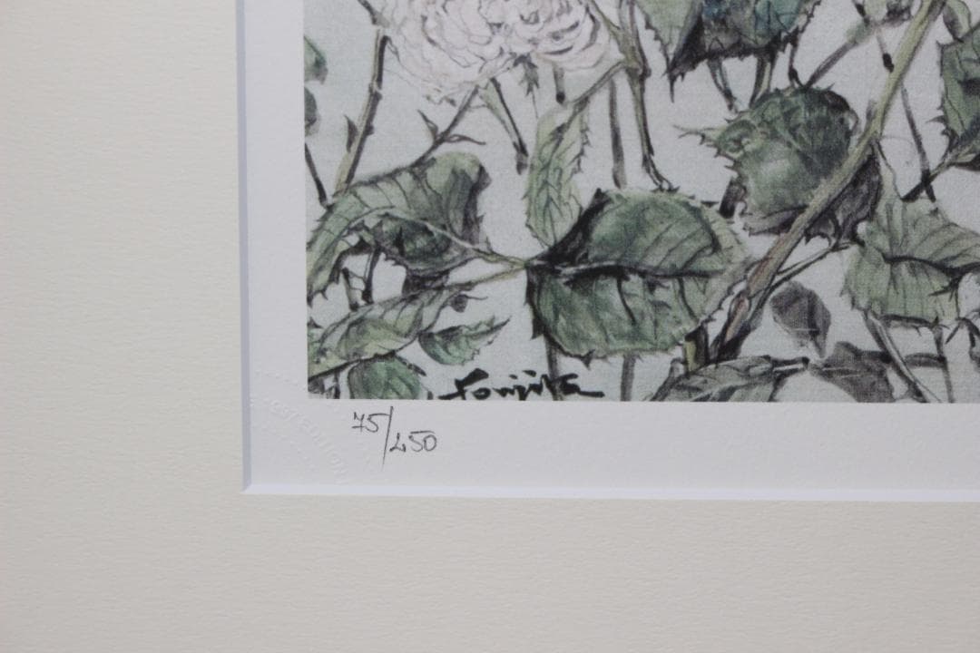藤田嗣治 エスタンプリトグラフ「バラ」 75/250