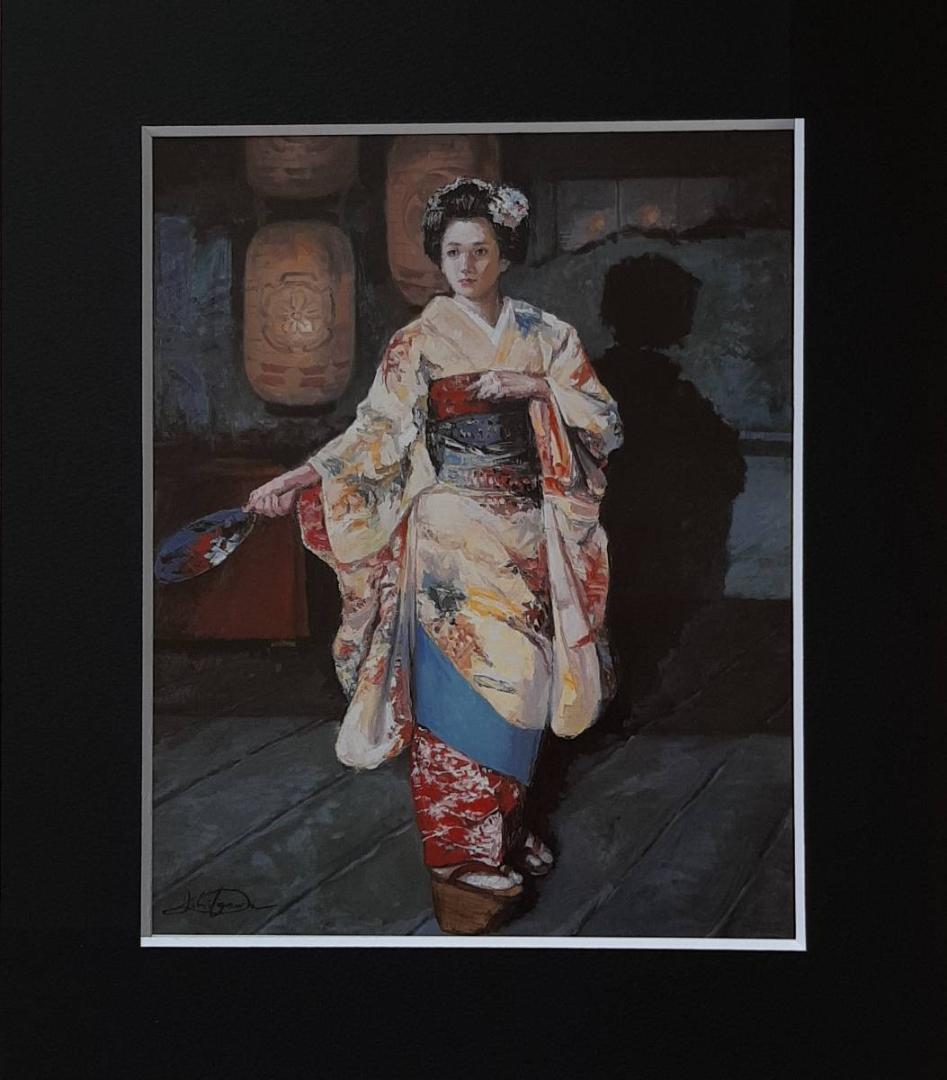 石川善一、「祇園の華」、希少画集の額装画、四季、風景、人気作品