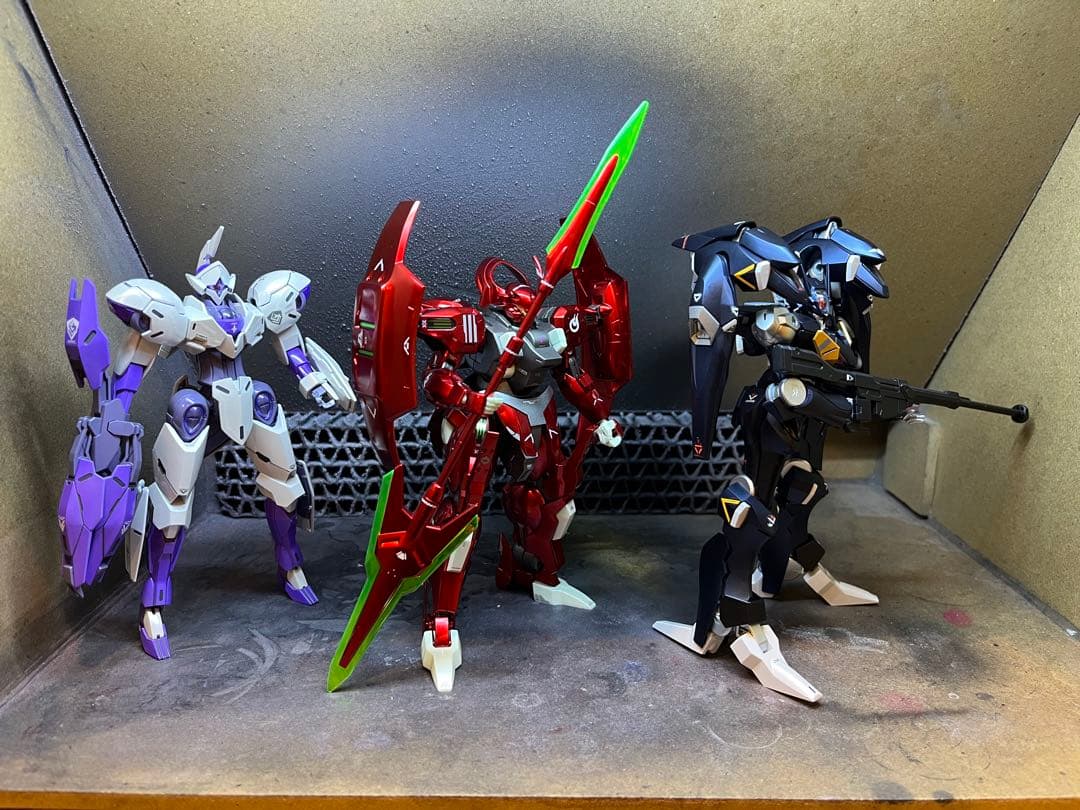 HG 水星の魔女シリーズ 4機体と拡張パーツセット 塗装組立済