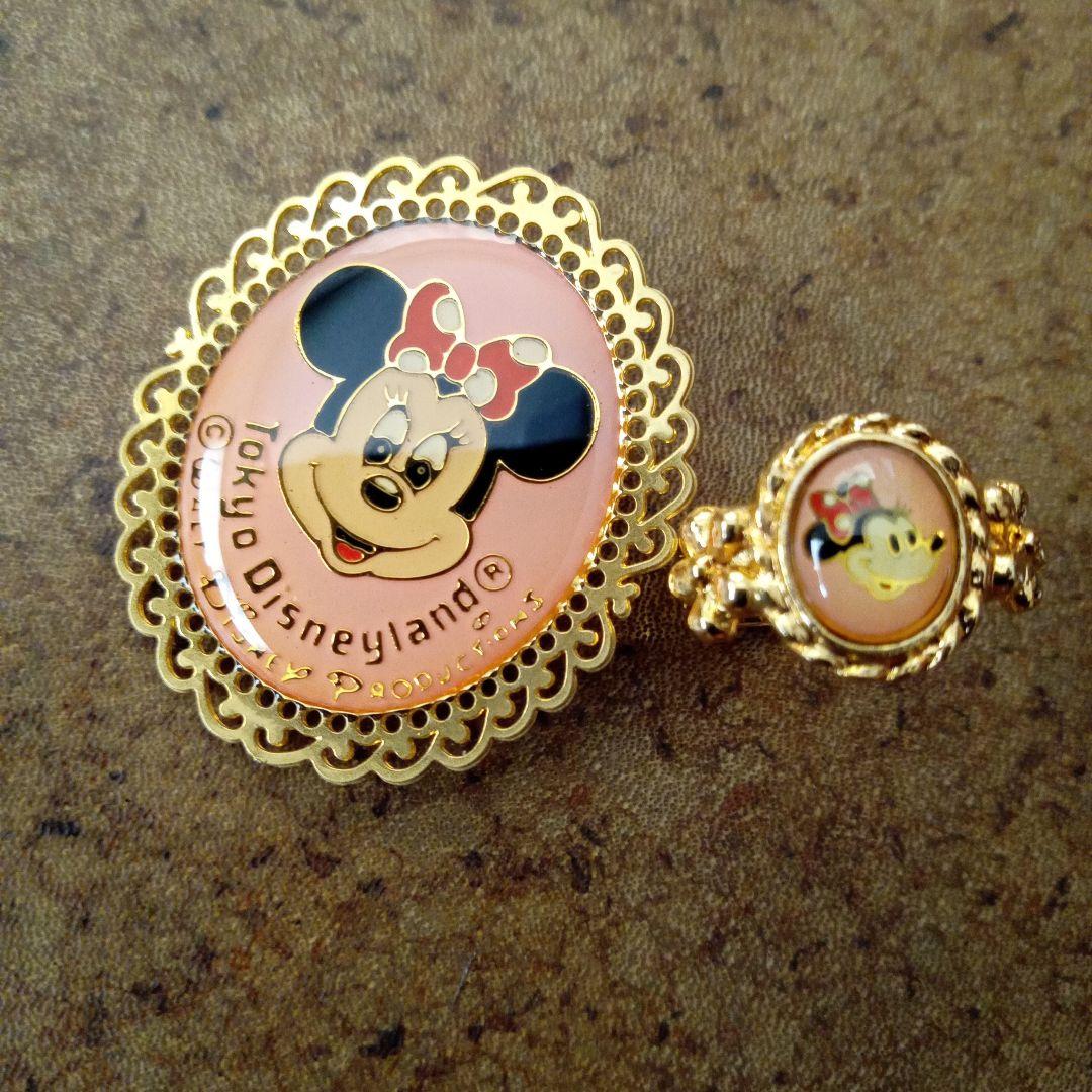 ディズニーレトロ ミニーマウス 指輪&ピンバッジ