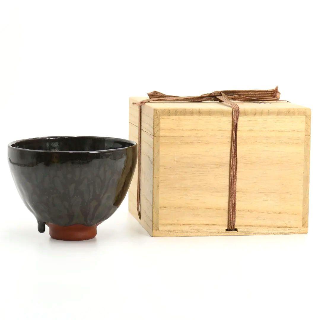 三代 伊藤赤水作 佐渡無名異焼 抹茶碗 共箱共布 茶道具　AT162　SS1