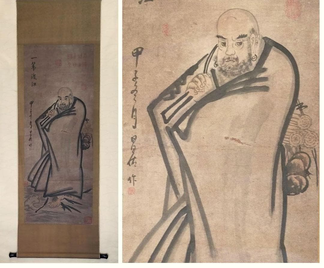 ♥中国　人物　掛軸　【昌佑】　掛け軸　骨董　古玩　アンティーク　レトロ