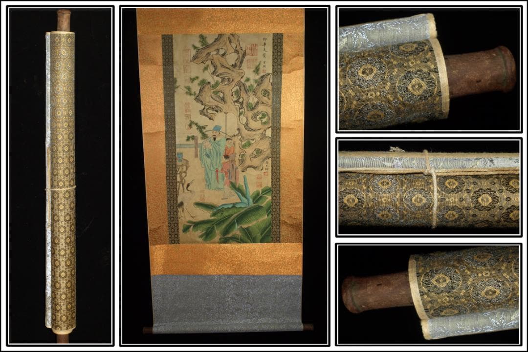 中国　北宋の画家　作 掛け軸　捲り　肉筆絵　保証 BD311A13-2