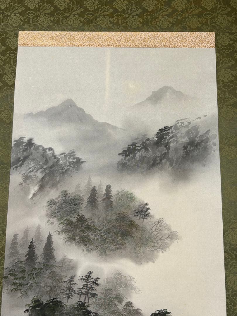 「渓山流水」　松本秋峰 掛け軸 掛軸 共箱あり 山水図　二重箱　100