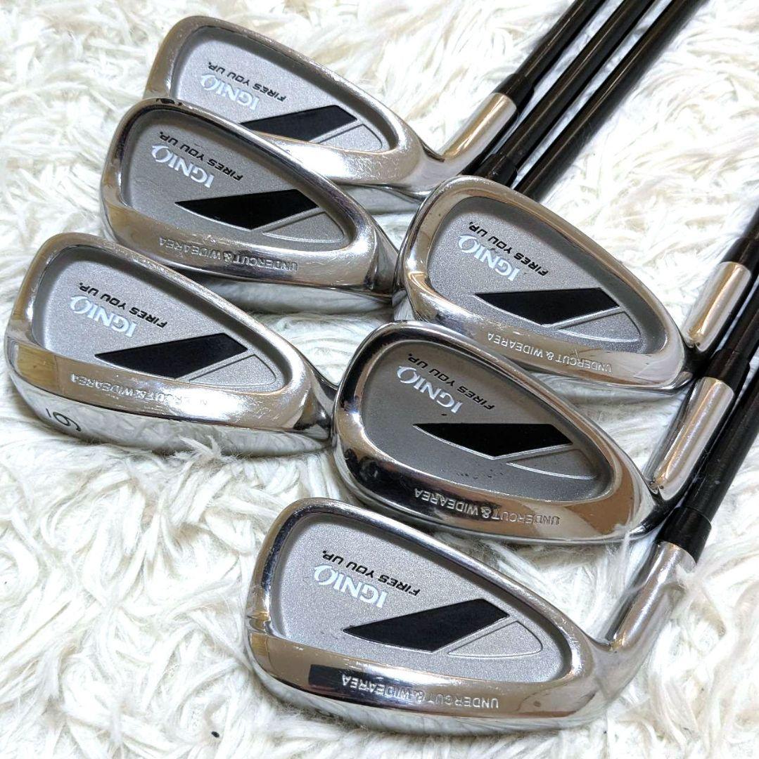 左利き レフティ IGNIO メンズアイアン 6本セット FLEX R カーボン
