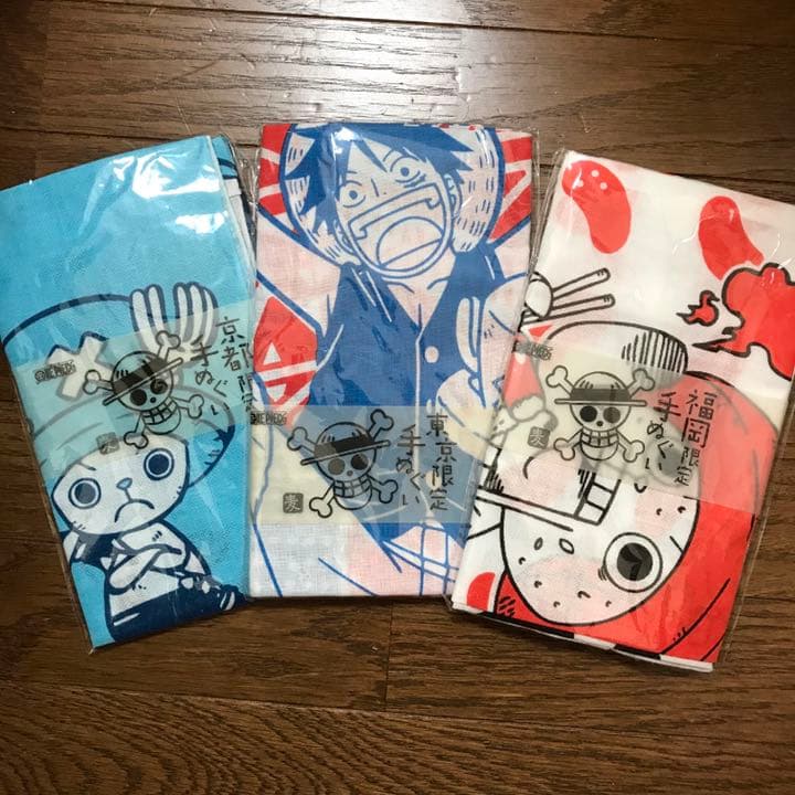 ONE PIECE ♡ワンピースご当地限定手ぬぐい３枚セット京都福岡東京