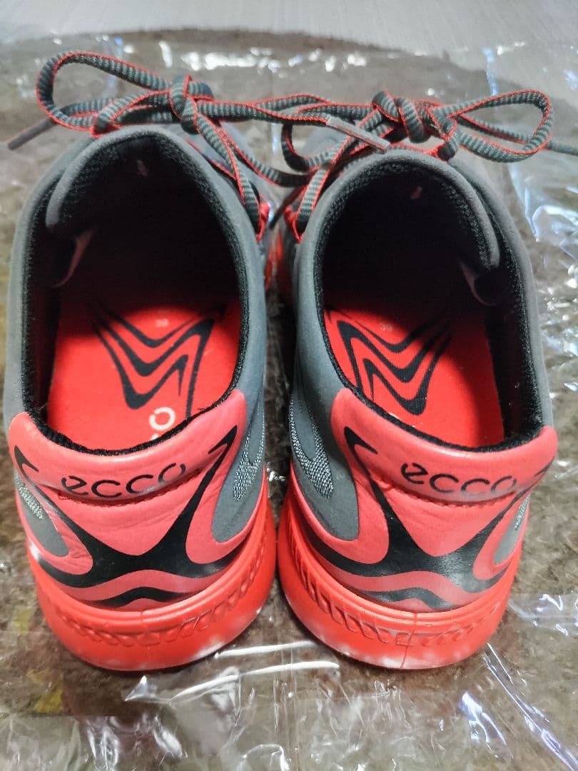 【美品】ECCO ゴルフシューズ グレー/レッド