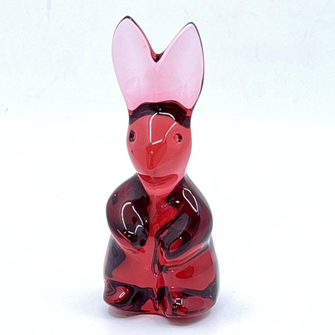 美品 Baccarat バカラ クリスタル フィギュリン うさぎ レッド 兎 卯