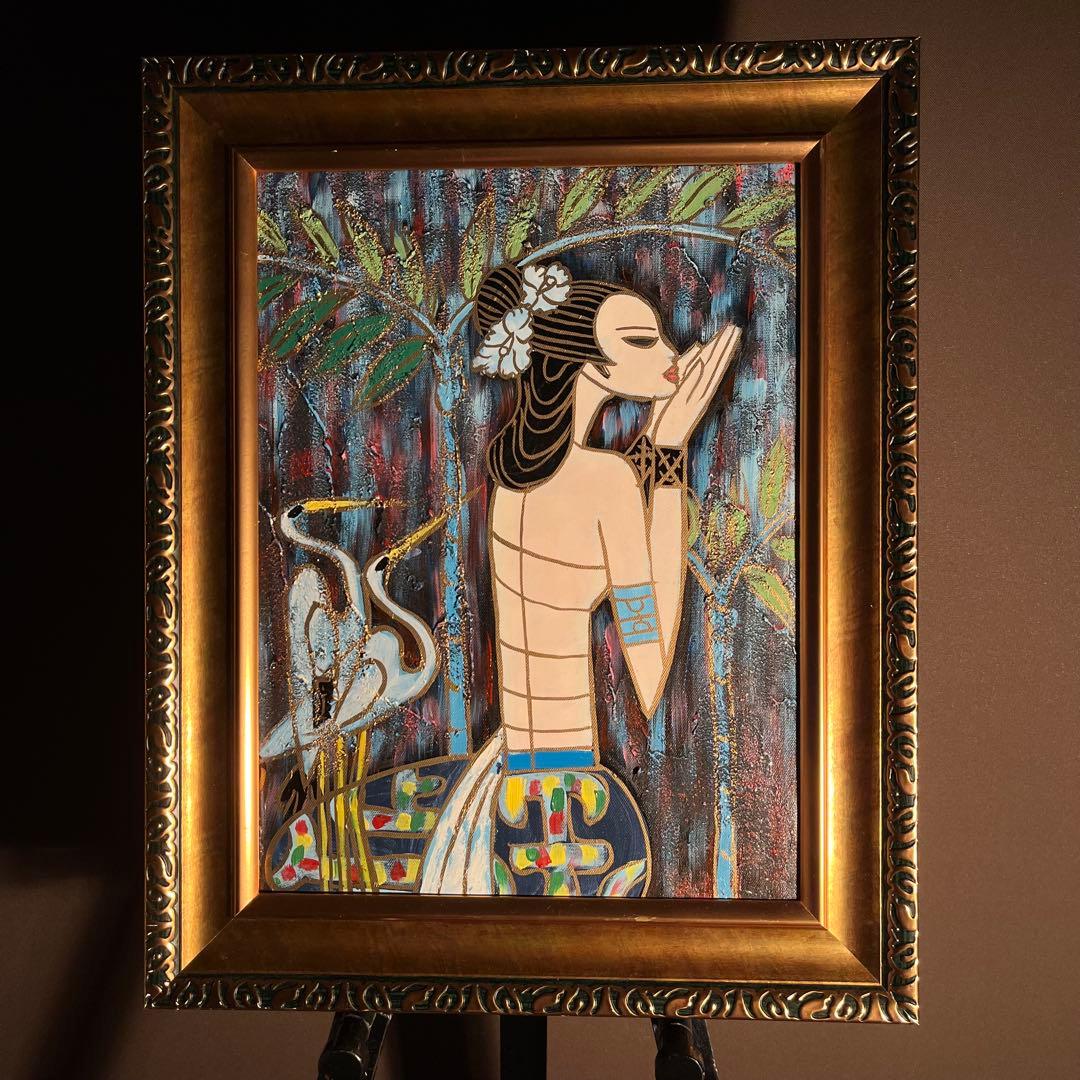 手書き油絵 オリエンタルレディ 絵画 インテリア 油彩画