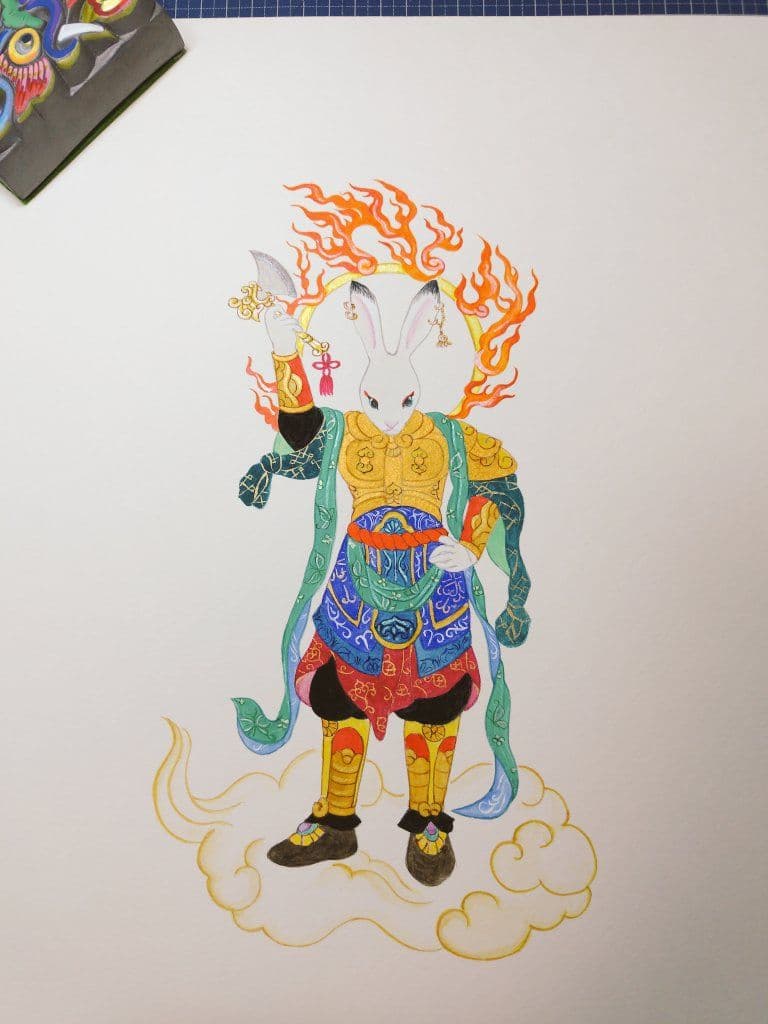 水彩画「十二神将像卯神将」
