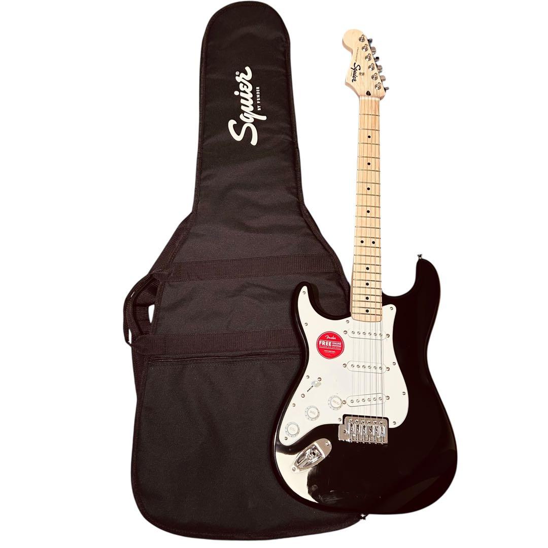 未使用　Squier ストラトキャスター ブラック ギターケース付き　レフティ