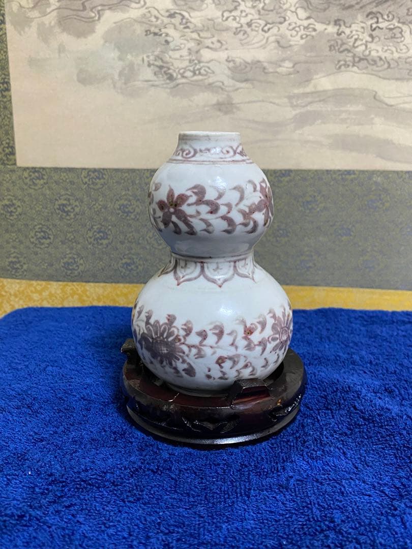 明時代　中国美術　釉里紅　花瓶　中国古玩　骨董品保証