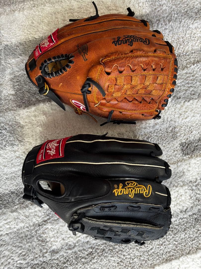一般用Rawlings 野球グローブ ブラウン ブラック（2個セット）