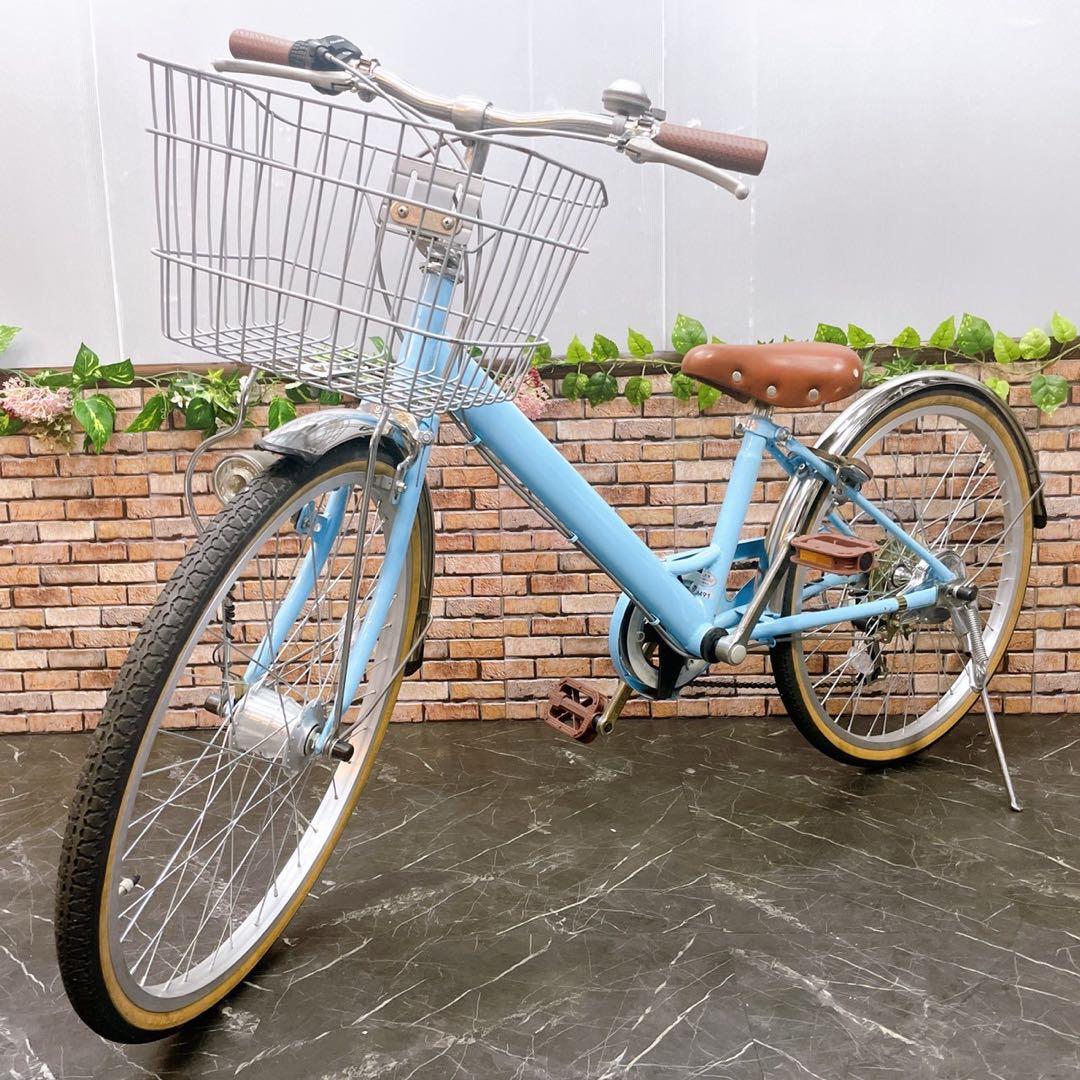 引き取り価格【14】子供用自転車 子供車 水色 22インチ 変速付き