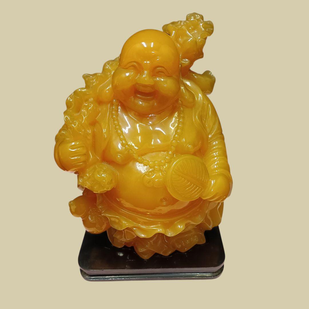 オニックス 布袋尊 置物 台座付き　高さ約30cm