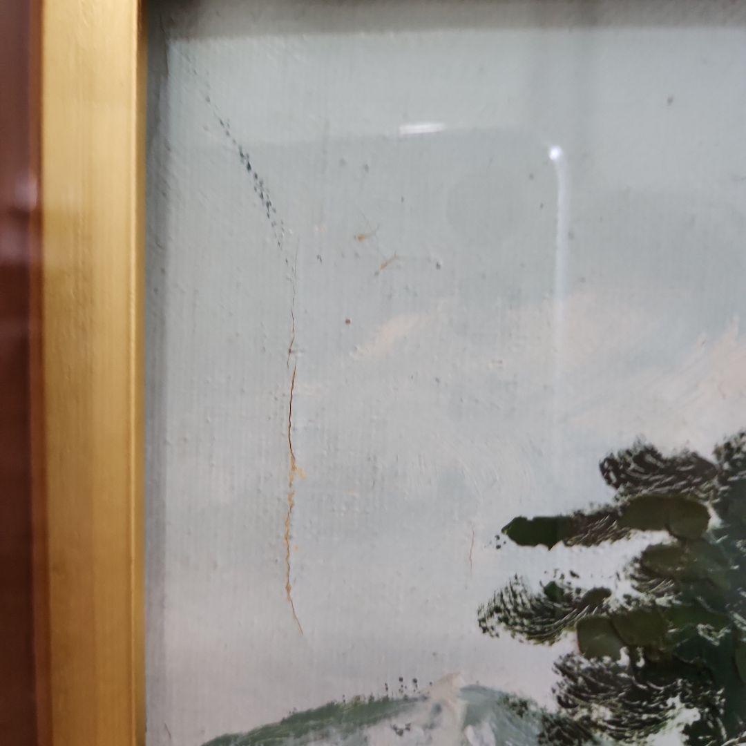 油彩　油絵 　田舎風景絵画　木製フレーム付
