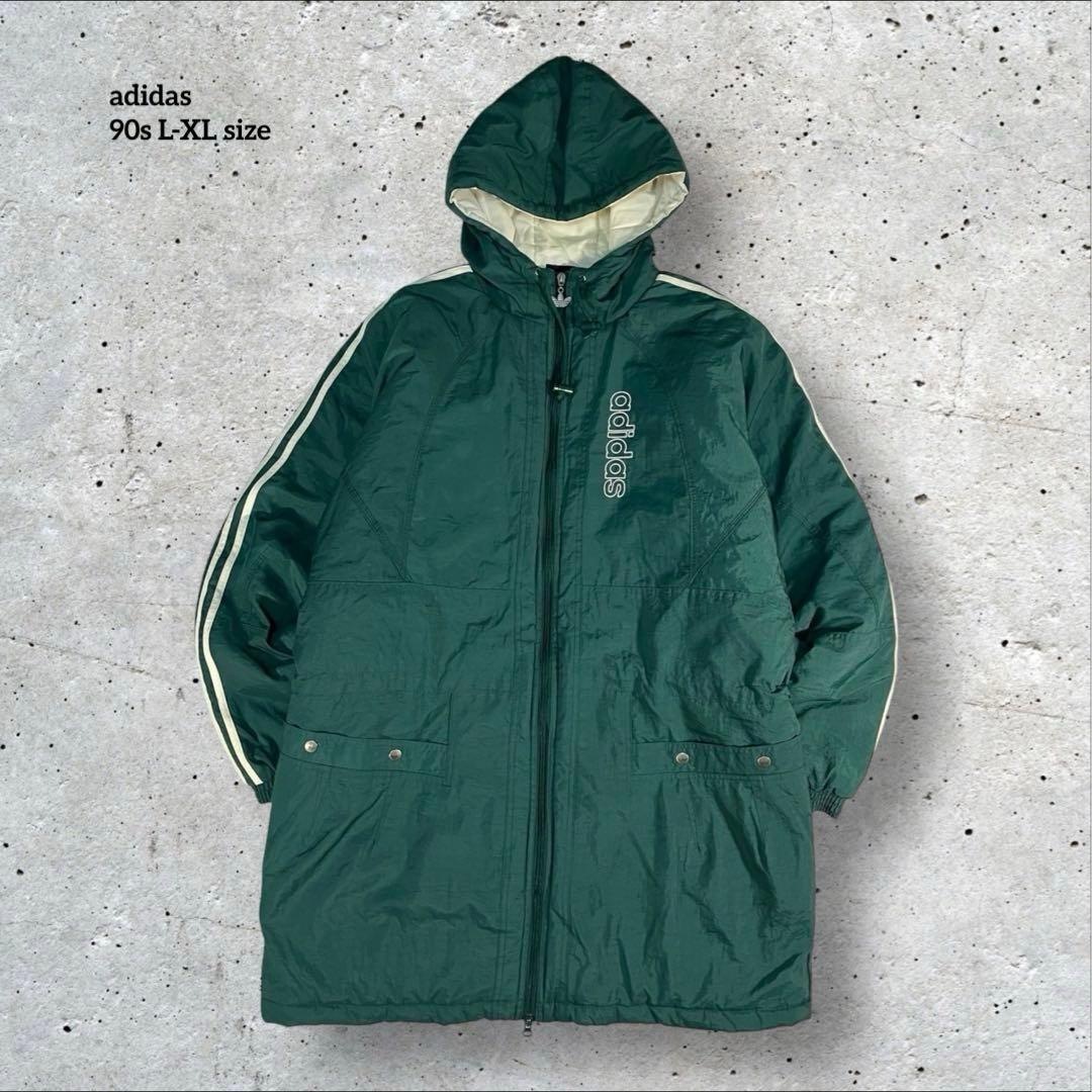 【はやとわかやま 様】90s adidas 中綿ベンチコート 縦ロゴ