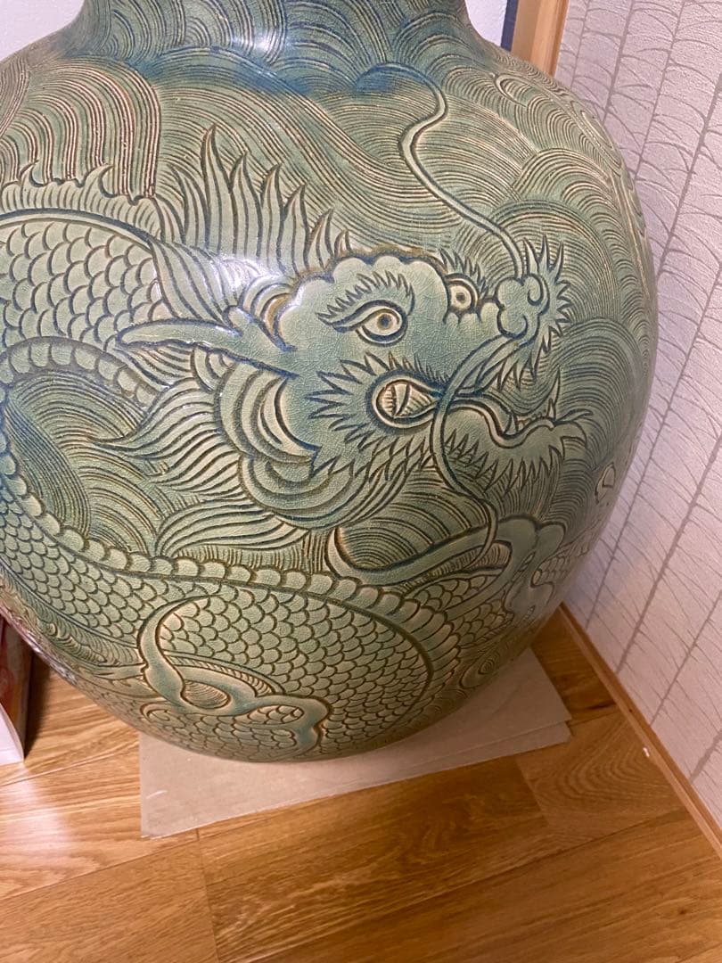 年末値下げドラゴン彫刻 陶器 花瓶 約50cm