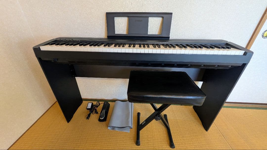 YAMAHA 電子ピアノ P-45B フルセット スタンド・イス・ペダル付完動品