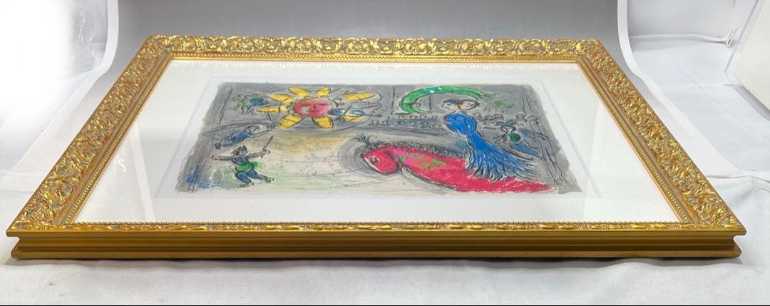 a0131-55シャガール「赤い馬と太陽」　額65.5×52cm　チケット