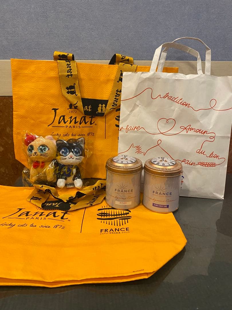 万博フランスJanat 紅茶2個非売品ぬいぐるみ2体トートバッグ2 紙袋1セット