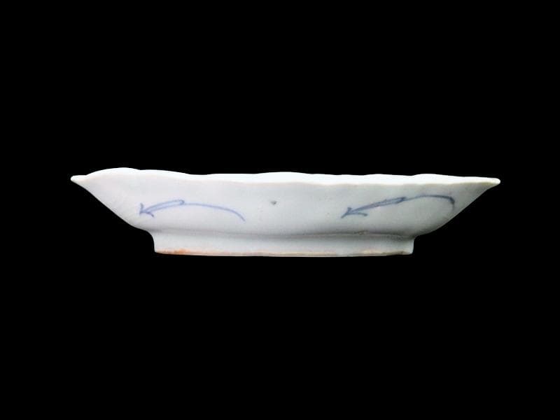 古伊万里　こんにゃく印判　紅葉の図　菱形変形小皿　江戸中期　A346AS-CWr