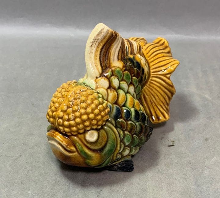中国 三彩魚置物　f2220733